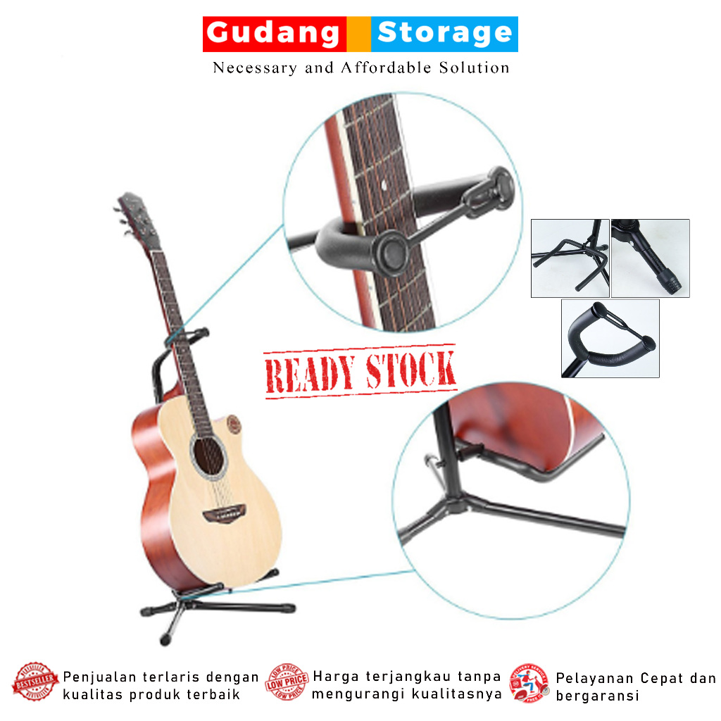 [PROMO] STAND GITAR Alat Musik Stand Gitar Bass Tempat Penyangga Gitar Bass Dudukan Gitar dan Bass L