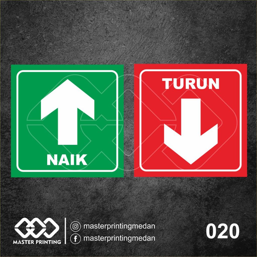 

020 - Stiker Naik dan Turun, Untuk Tangga, Sticker Vinyl, Premium, Tahan Air, Termurah, Bisa Custom