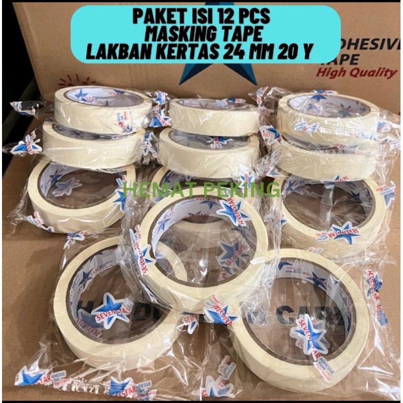 

Lakban Kertas | Masking tape 24 mm 20 y PAKET ISI 12 pcs