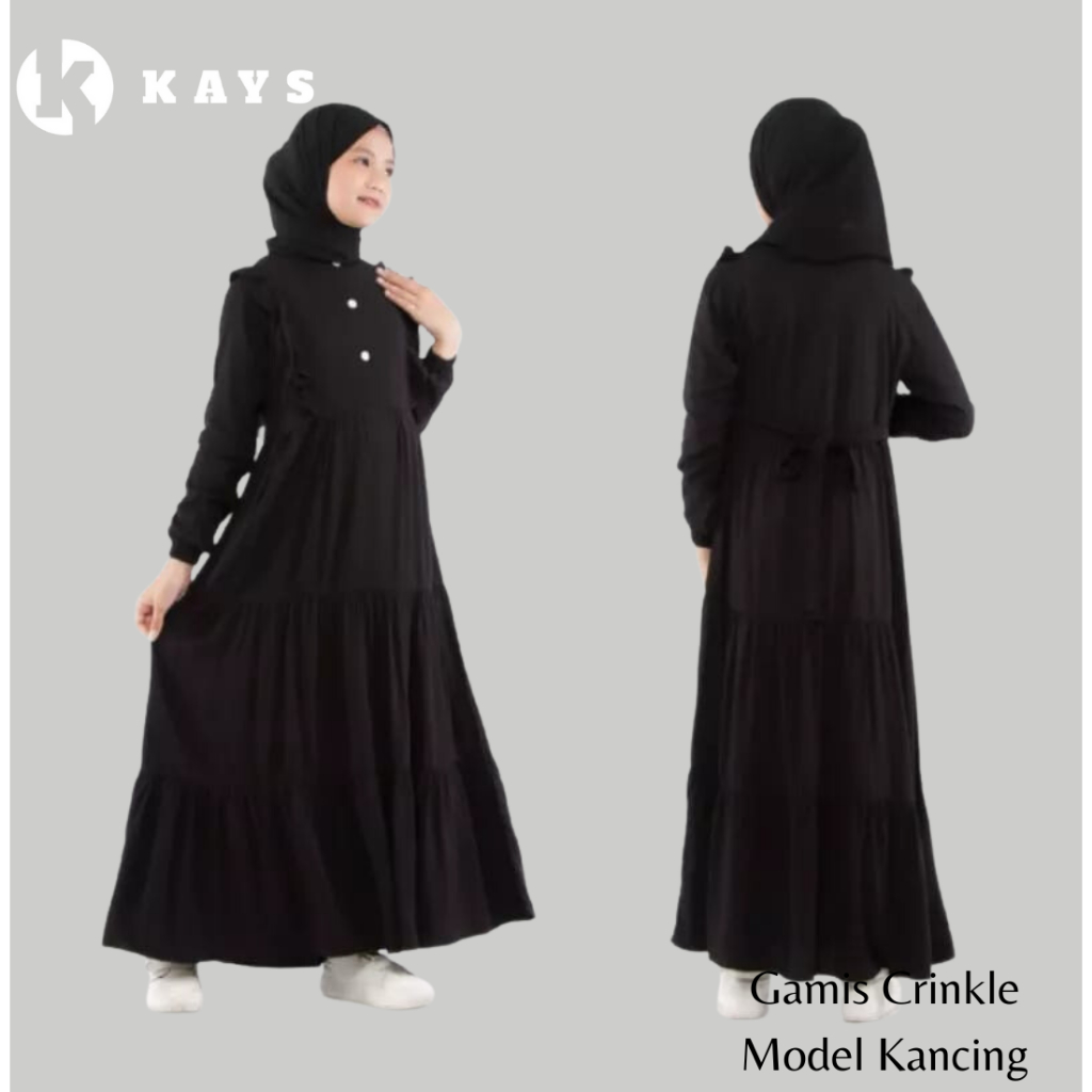 RB KAYS - Gamis Anak Hitam Perempuan Premium Umur 11 12 Tahun Model Terbaru