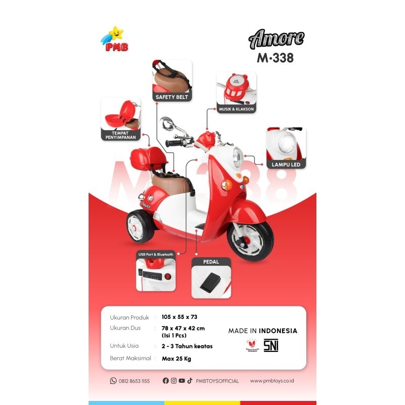 Mainan Anak Motor Aki Amore M338 - PMB Toys