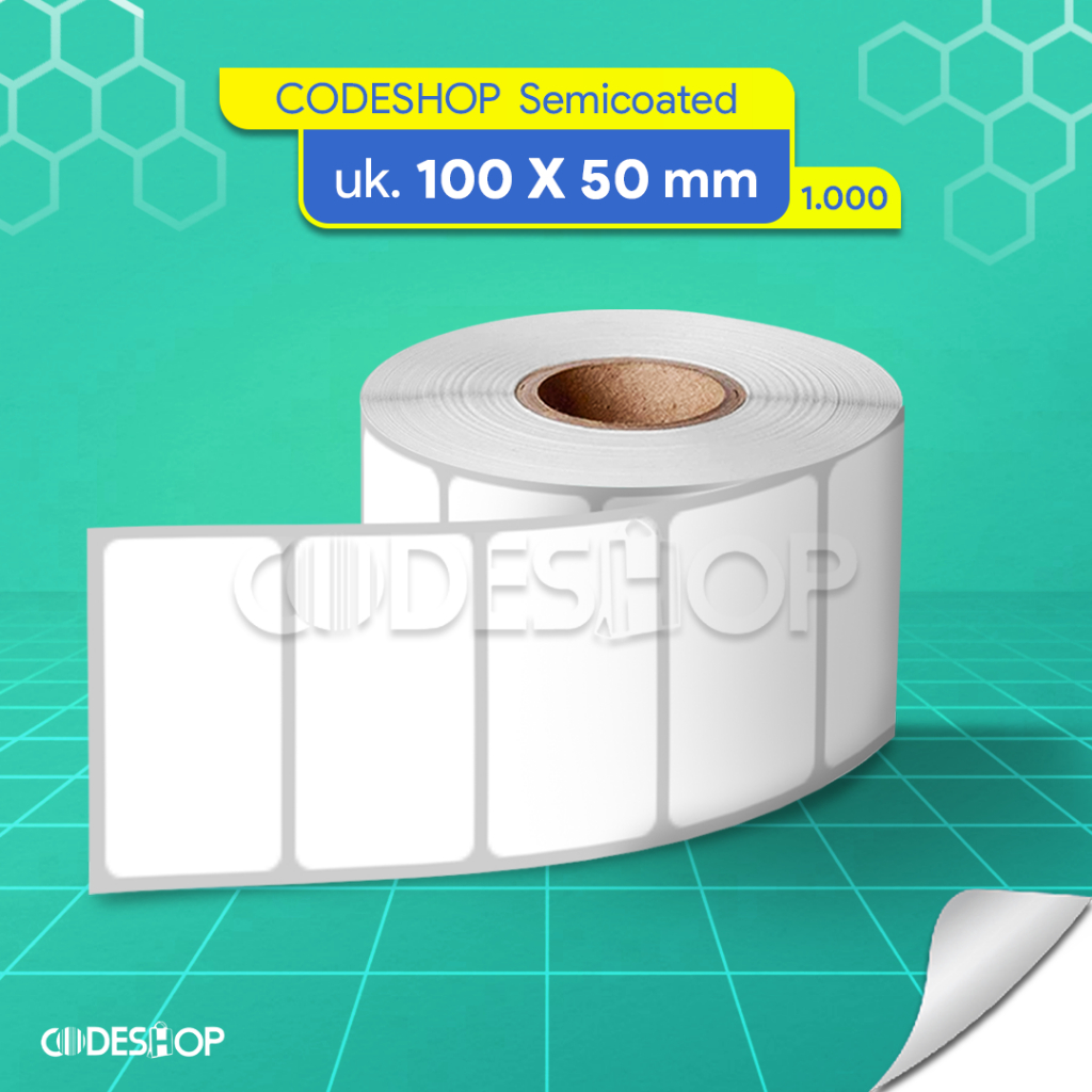 

Label Stiker Bahan Semicoated 100x50 mm Isi 1000 Pcs