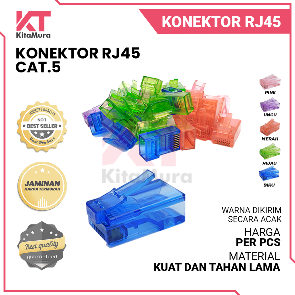 Konektor RJ45 CAT5 ||  RJ45 CAT5 Konektor Jaringan Warna-Warni