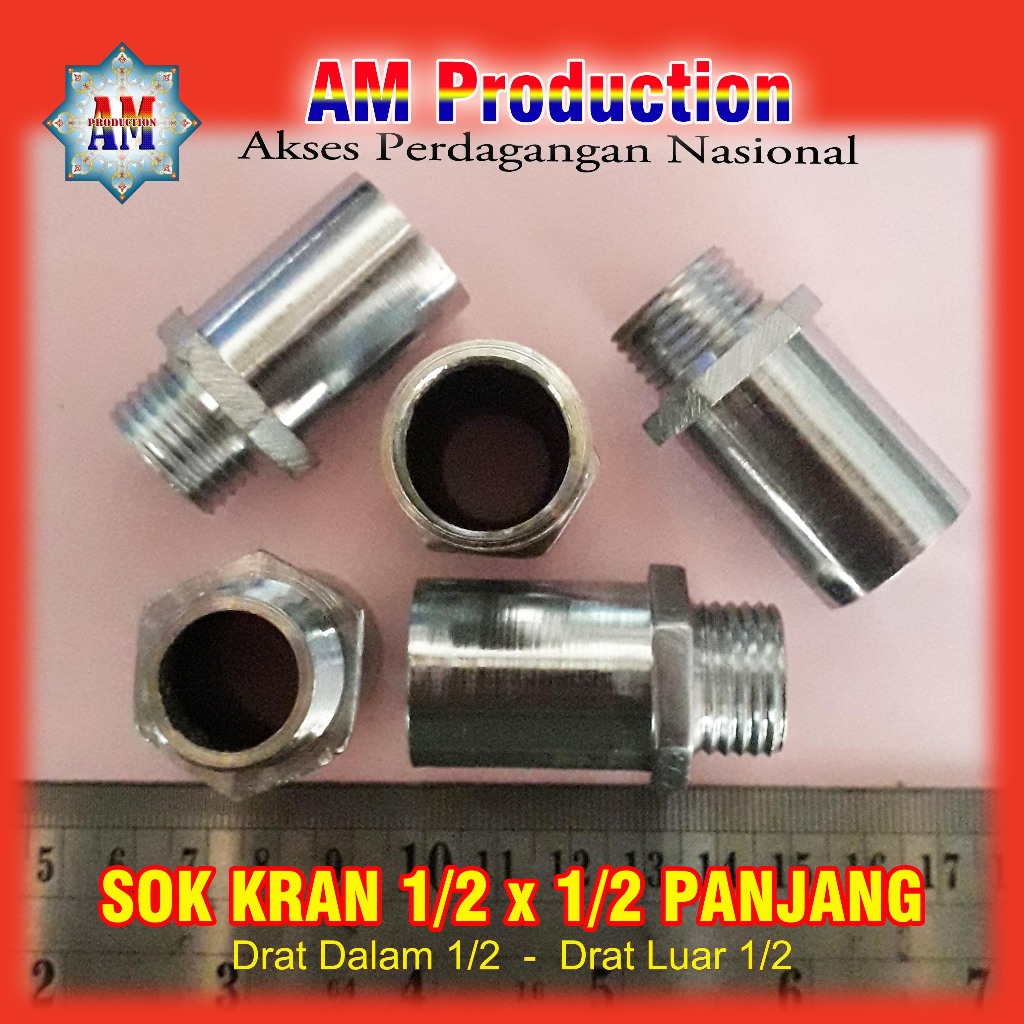Sok Kran 1/2x1/2 Panjang Drat Luar Drat Dalam