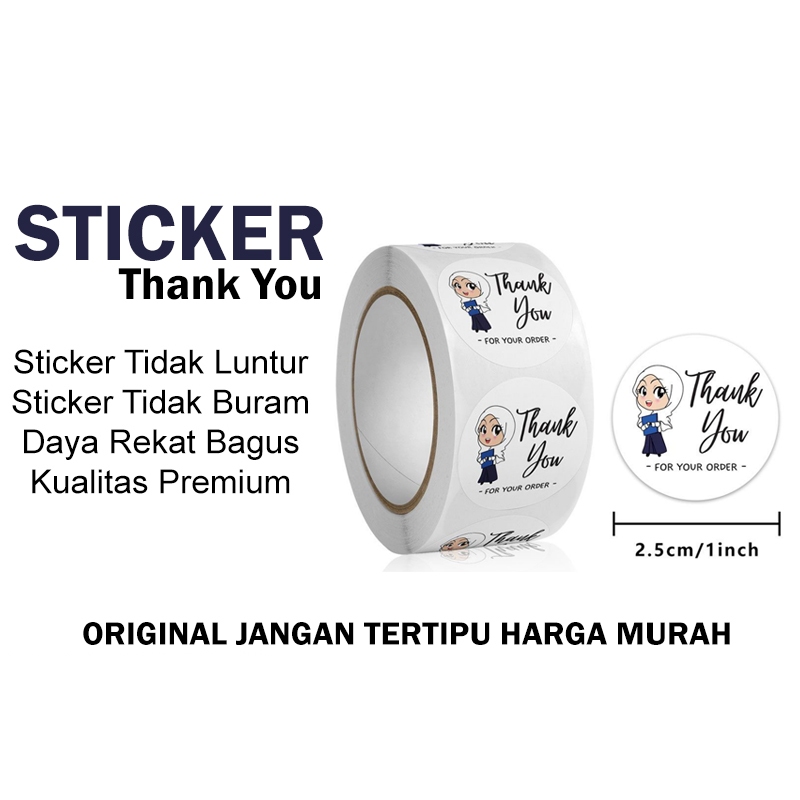 

1 ROLL 500 PCS - ROLL STICKER CUSTOM HIJAB NON HIJAB I LIMITED STICKER CUSTOM I Sticker Thank You