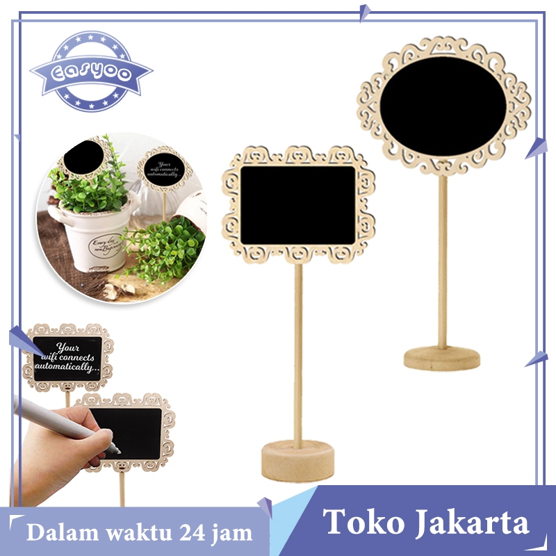 

Isi 10 8inch Papan Tulis Kapur Kecil Mini Chalkboard Blackboard Papan Tulis Hitam Mini Stand Board Kayu Wood