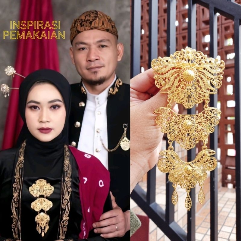 Bros Kebaya Besar Susun 3 Bross Kutu Baru Kutubaru Jumbo Model Tumpuk Mewah Perak Emas Aksesoris Pes