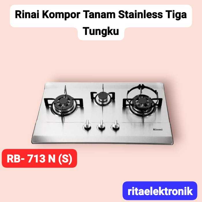 Kompor Gas Rinnai Tanam Dua Tungku Stainless  Kota Padang/Kompor Rinnai Tanam 2 Tungku Stainless RB-