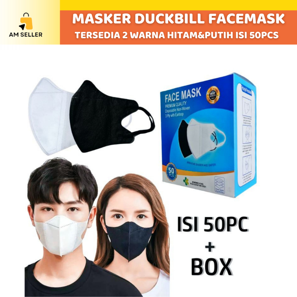 Masker Duckbill Garis 3ply Facemask 1Box Isi 50Pcs