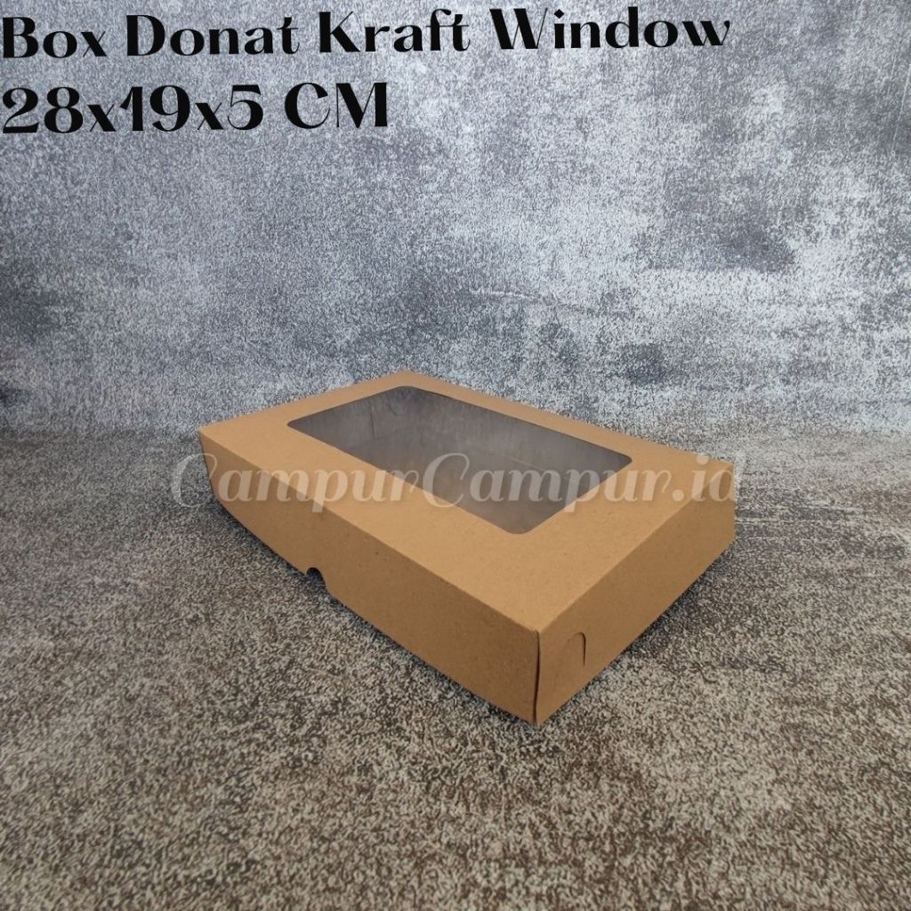 

Box Kraft Coklat Window Mika Donat 28x19x5 Kotak Kue Bolu Donat Cake Roti