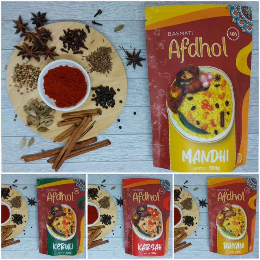 

Beras Basmati Afdhol Paket Murah Nasi Basmati Kebuli Mandhi Briyani Kabsah 500 Gram