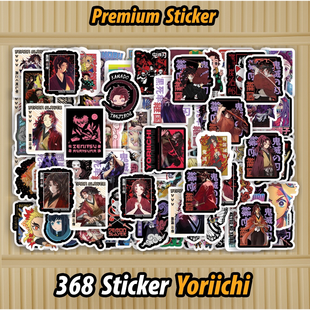 

368 PCS Sticker Yoriichi Tsugikuni Demon Slayer - Yoriichi Tsugikuni Kimetsu No Yaiba Waterproof sudah di Cutting