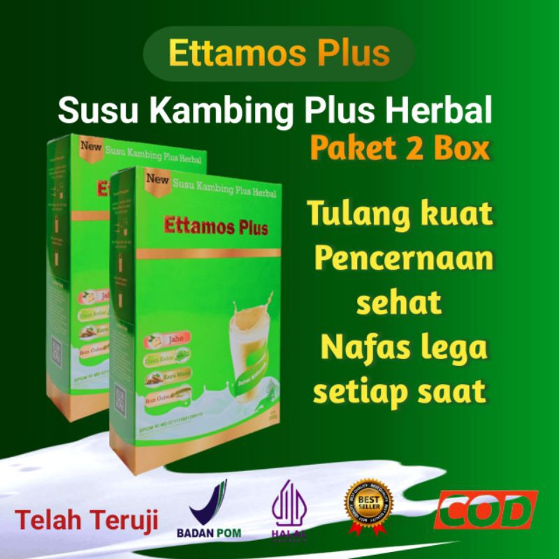 

Paket 2 Box Susu Kambing Bubuk Etawa Ettamos Plus Herbal 200g Susu Kambing Serbuk Asli Original Berkualitas