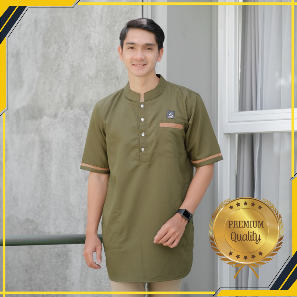 Baju Koko Pria Kokoh Cowok Dewasa Lengan Pendek Kurta Kasual Muslim Modern Fit Elegan Exclusive Laki