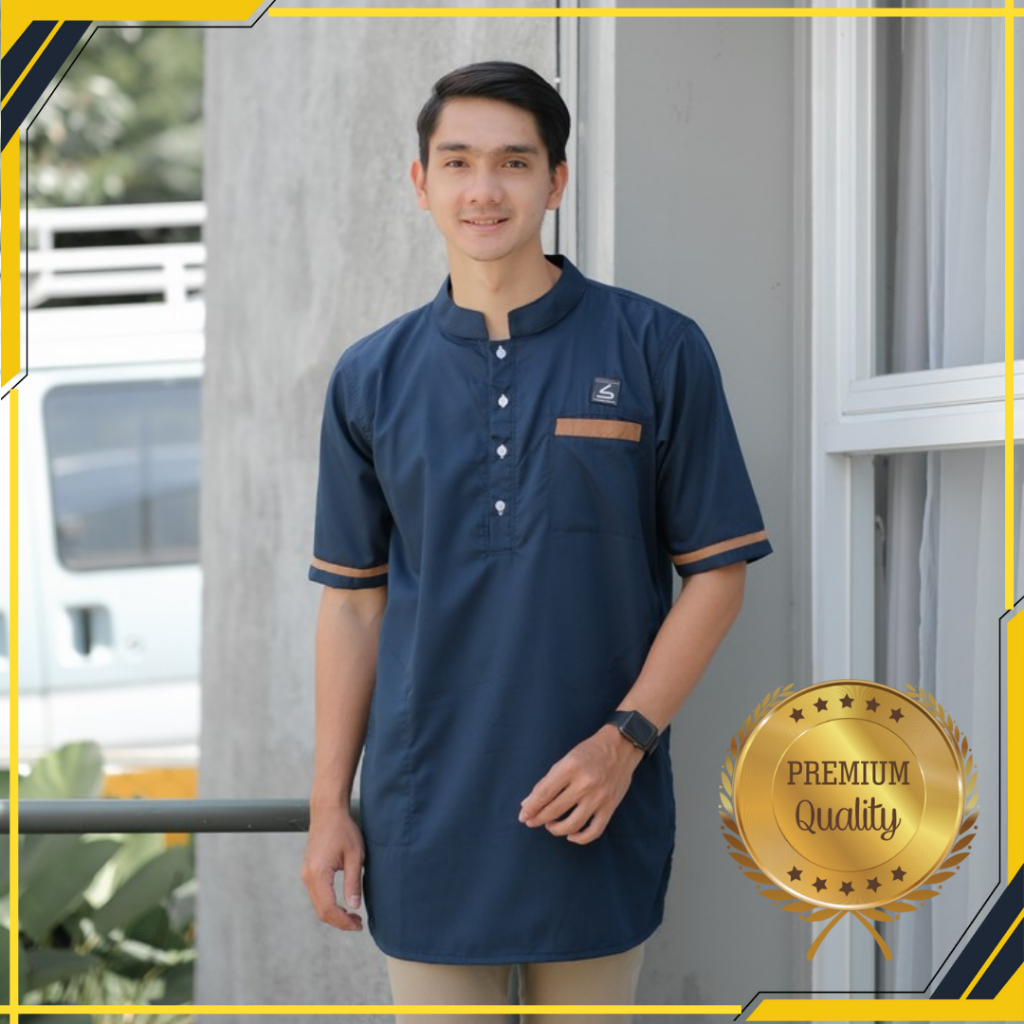Baju Koko Pria Kokoh Cowok Dewasa Lengan Pendek Kurta Kasual Muslim Modern Fit Elegan Exclusive Laki