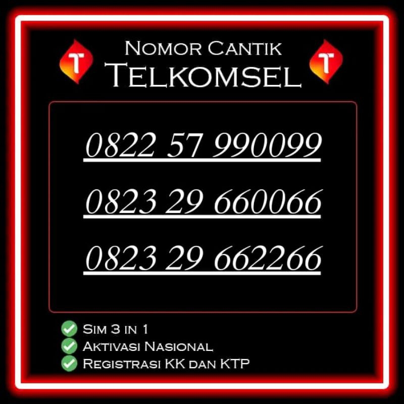 Nomor Cantik Telkomsel varian AABBAA