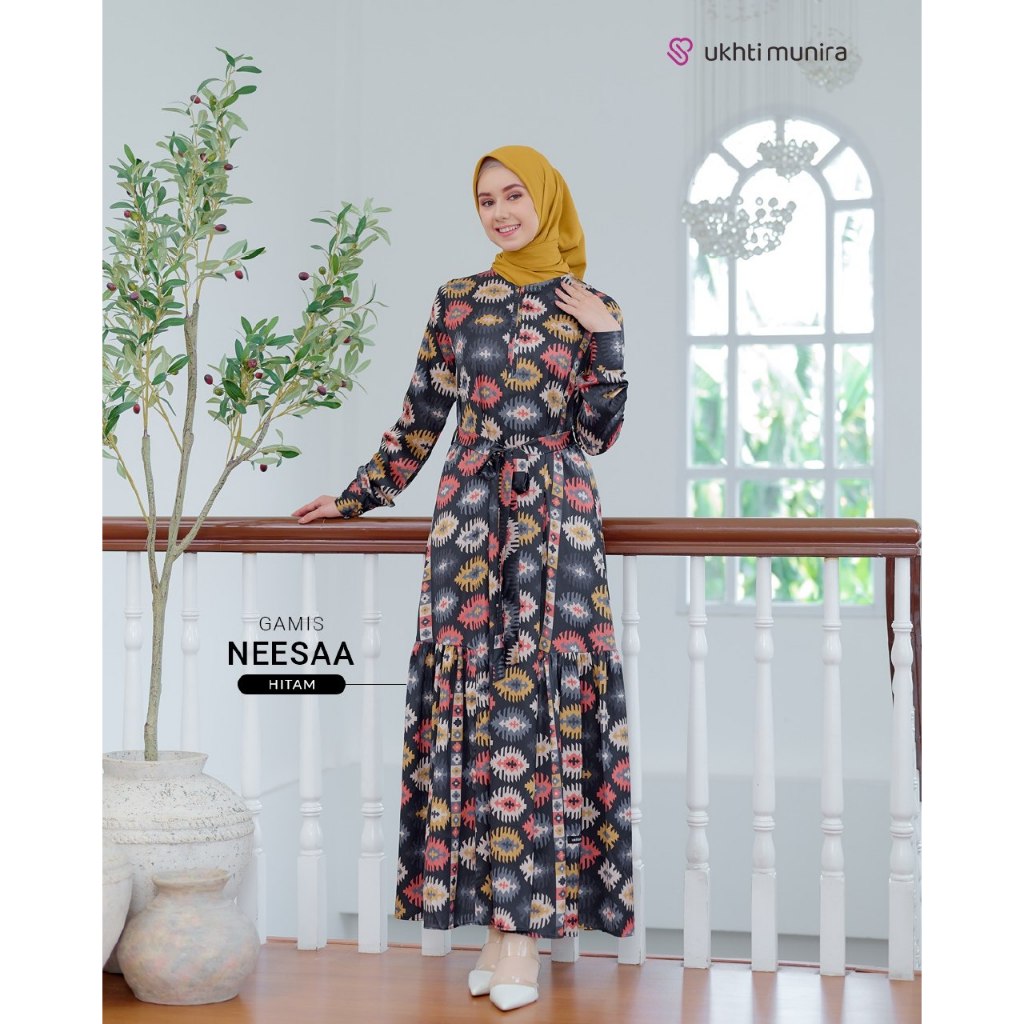 Neesaa Gamis Ukhti Munira Dewasa Terbaru Bahan Satin Ruby Halus Lembut Adem Nyaman Flowy Busui Manse