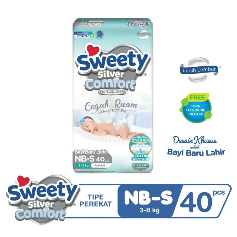 Sweety Popok Silver NB-S 40 Popok Bayi