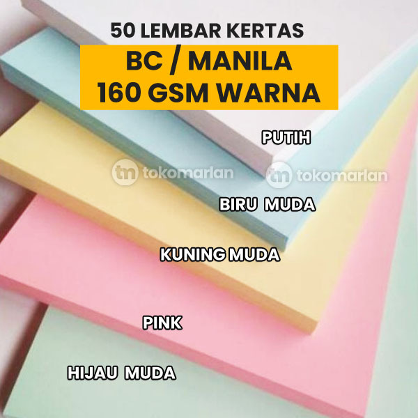 

Isi 50 Lembar Kertas BC TIK ( Brief Card ) / Manila 1 Pack Warna Hijau Pink Biru Kuning Muda F4 A4 Undangan Kartu Nama Buku Tabungan Absensi 160 Gsm