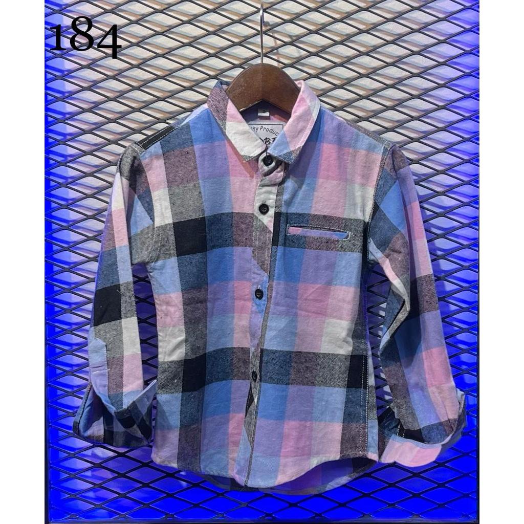 Baju kemeja lengan panjang anak laki laki bahan flanel kotak-kotak 184 umur anak 2 tahun sampai 13 t