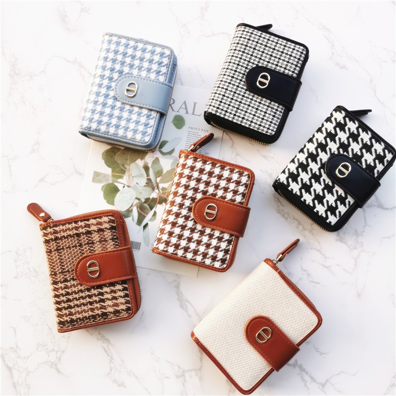 Dompet Wanita Import Motif Square / Houndstooth Wallet Card / Dompet Houndstooth Lipat / Dompet Temp