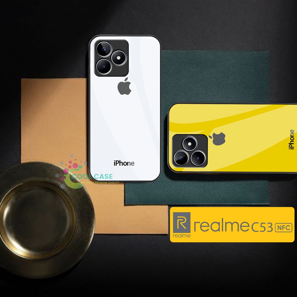 Softcase Kaca Realme C53 NFC Terbaru Logo Iphone [CK150] - Casing Handphone Realme C53 NFC Terbaru 2