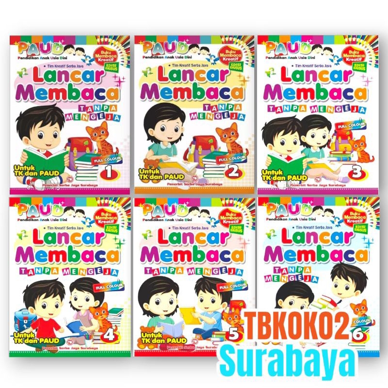 BUKU LANCAR MEMBACA TANPA MENGEJA JILID 123456 SERBA JAYA