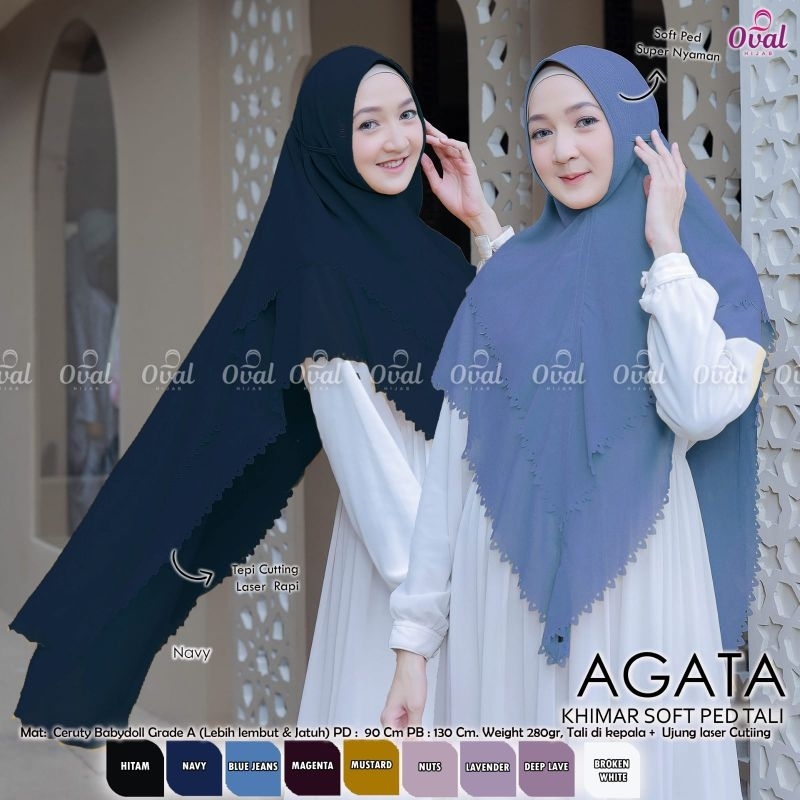 Jilbab Kerudung Hijab Khimar Instan Ceruty Babydoll 2 Dua Layer Warna Hitam Lavender Nuts Putih Tula