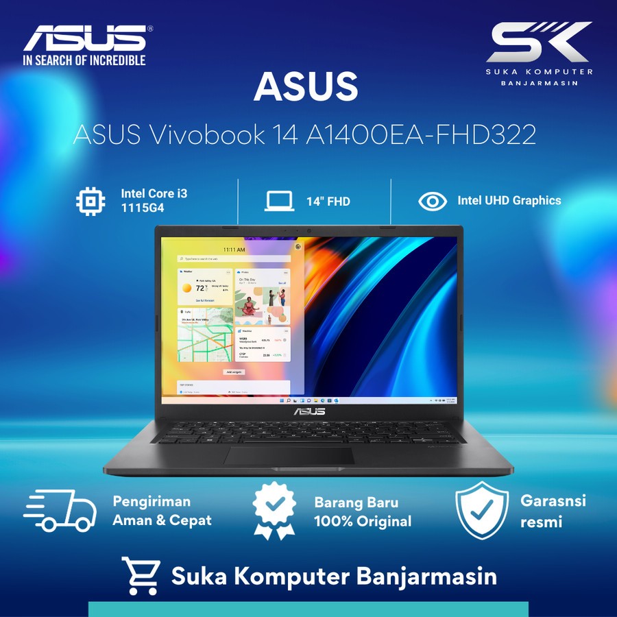 ASUS VIVOBOOK 14 A1400EA FHD353 (14"FHD ,i3-1115G4/UMA/4GB/512GB)