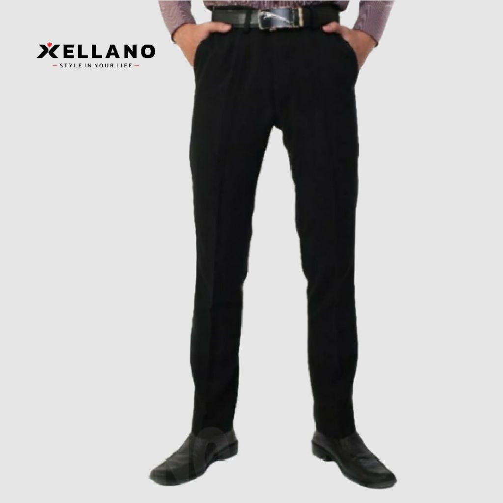 Celana Panjang Formal Pria Kerja Kantor Model Slim Fit High Quality Celana Bahan Twist Hitam 28-36