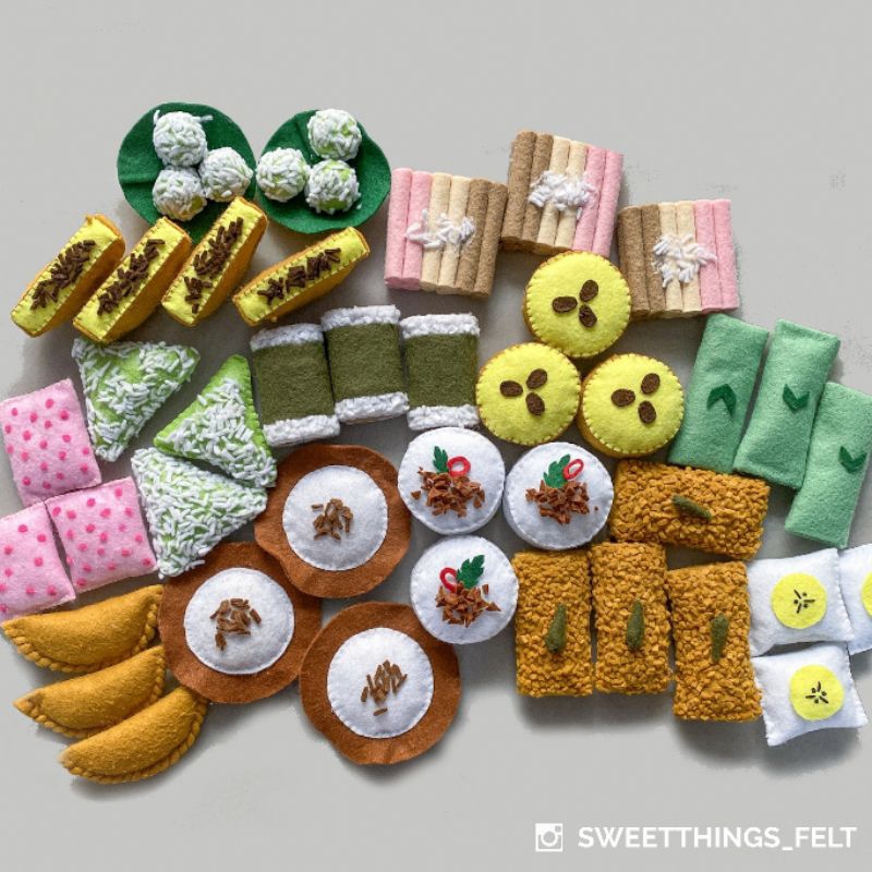 Kue Flanel, jajanan pasar replika, mainan flanel