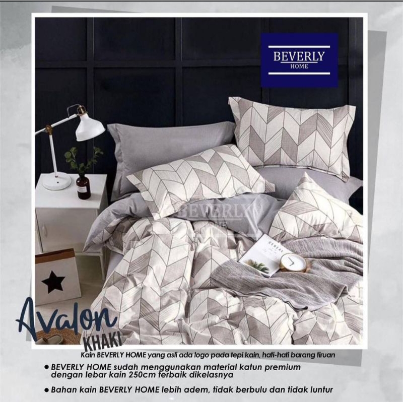 Sprei Katun Lokal Premium / Sprei Motif Avalon Abstrak Abu Merk Beverly  / Sprei katun Beverly / Spr