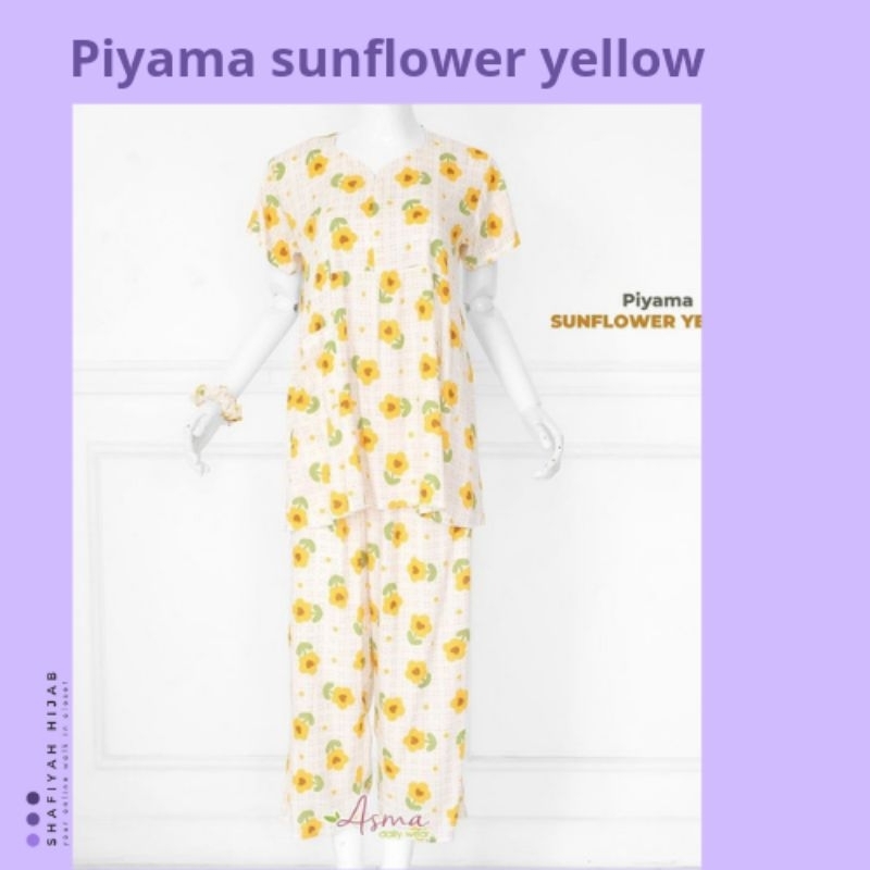 Piyama Asma Daily Wear Sunflower yellow , PIYAMA | BAJU TIDUR WANITA | PIYAMA WANITA | PIYAMA RAYON 