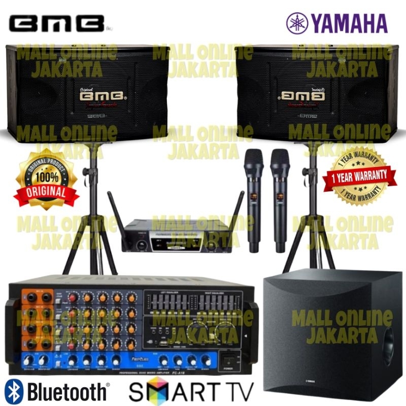 Paket karaoke bmb 10 inch sound system rumah indoor subwoofer aktif 10 inch
