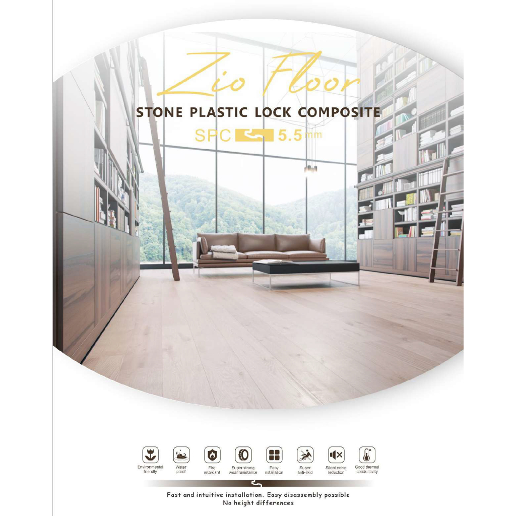Zio Floor SPC 5.5mm | Lantai SPC + Busa | SPC Lantai Vinyl Floor IXPE