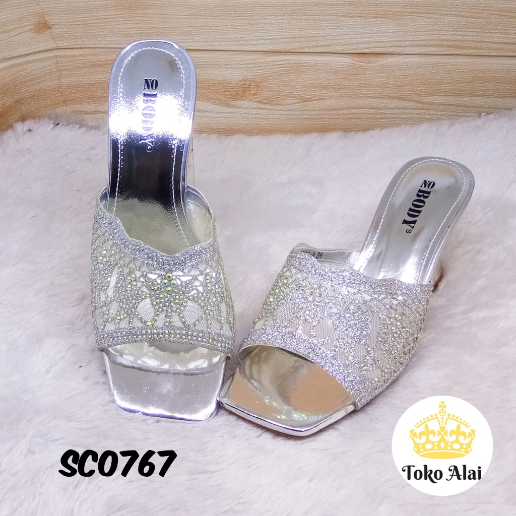 NOBODY Sendal Pesta Pengantin Wanita Kekinian Premium Kuat Modis Manik Elegan Original 1210-8 SC0767