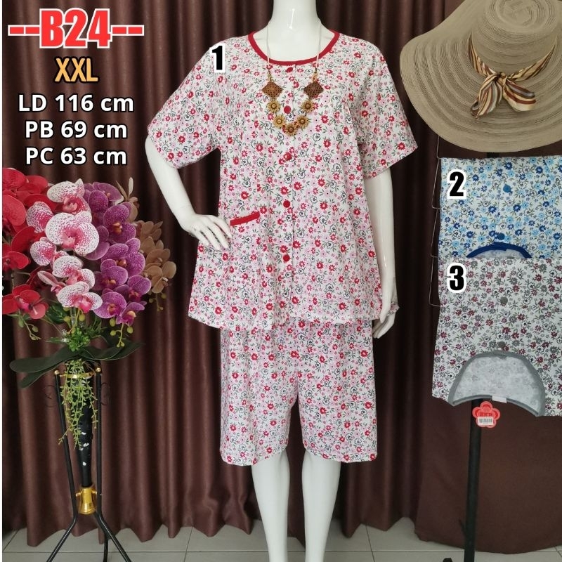 B03 - Baju Tidur Jumbo Babydoll Jumbo XXL BKH setelan kaos 3/4 Baju Tidur Kancing Depan Busui Piyama