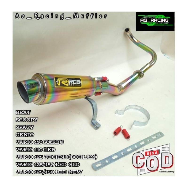KNALPOT RACING RCB FULL RAINBOW MATIC BEAT FI,BEAT DELUXE,BEAT STREET,BEAT POPA,BEAT KARBU,SCOOPY FI