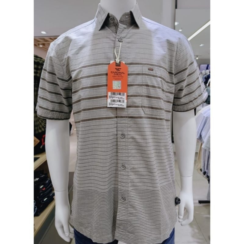 Kemeja pendek pria Cardinal casual original mens EAKAR01207P 04H kemeja katun abu