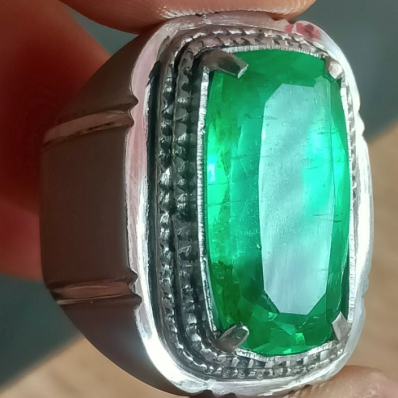 green Topaz ring Monel handmade