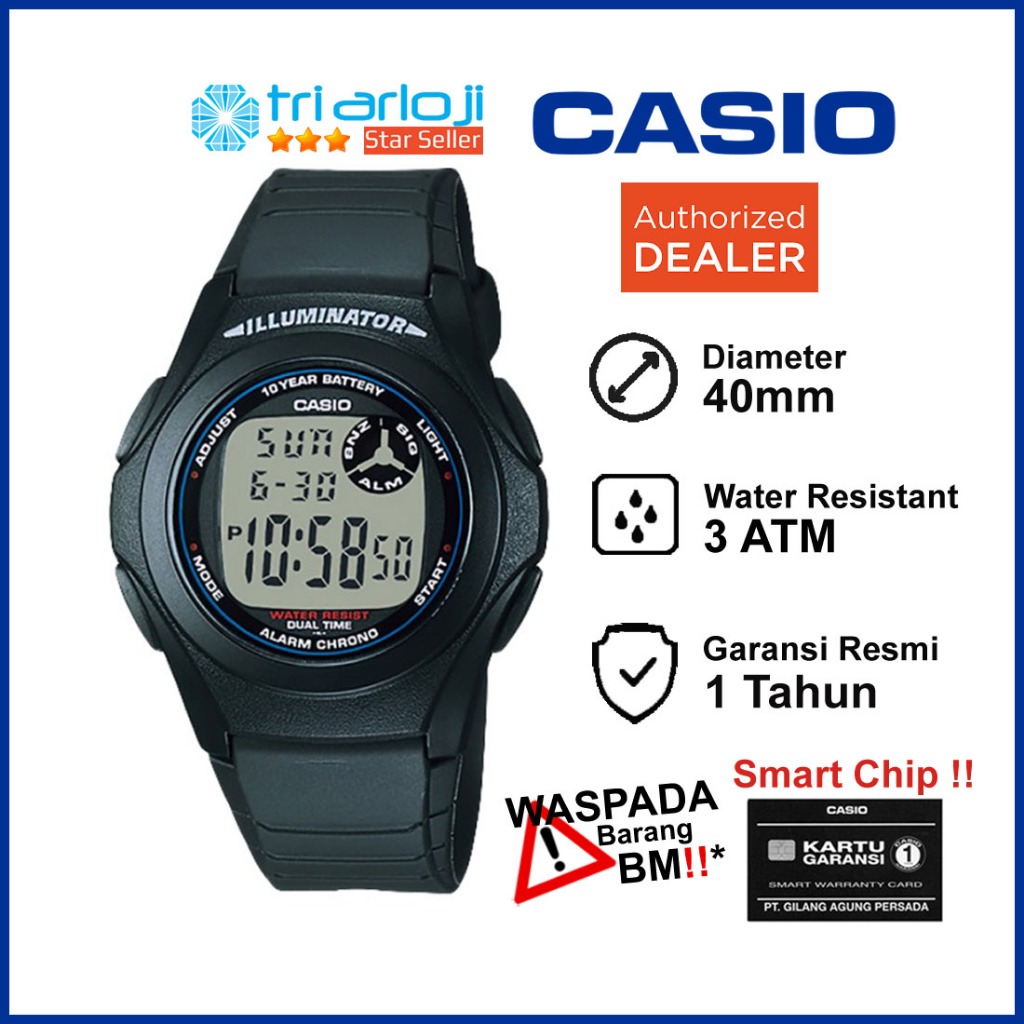 CASIO F-200W-1ADF Jam Tangan Pria Digital Hitam F-200W-1A F200W