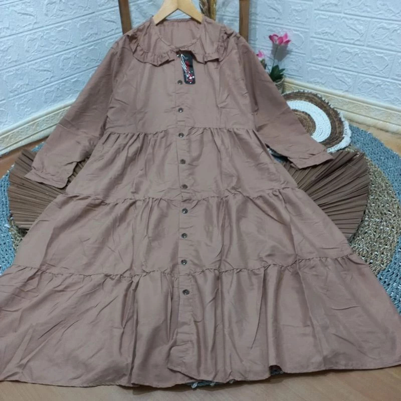 GAMIS RAYON REMPEL SUSUN CANDA / MIDI DRESS RAYON REMPEL JUMBO