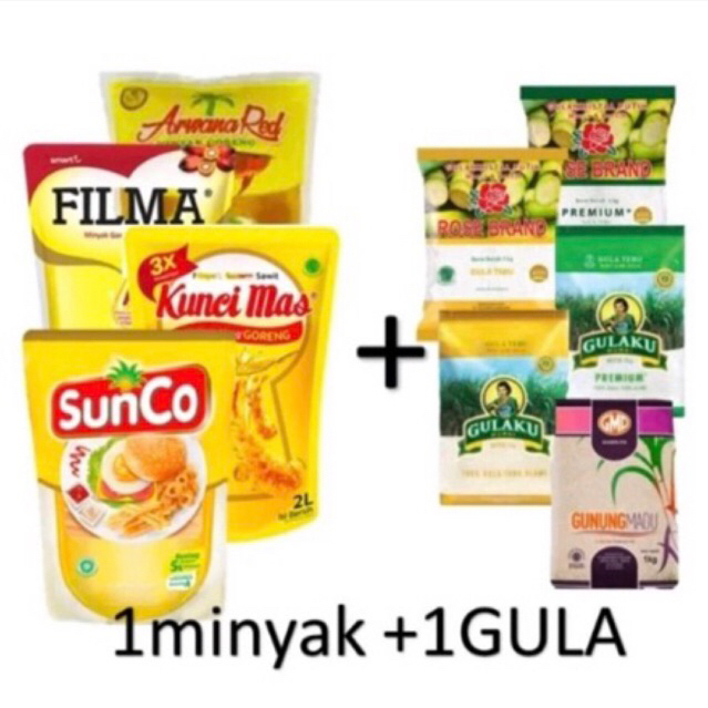 

PAKET MINYAK 1L DAN GULA 1kg RANDOM