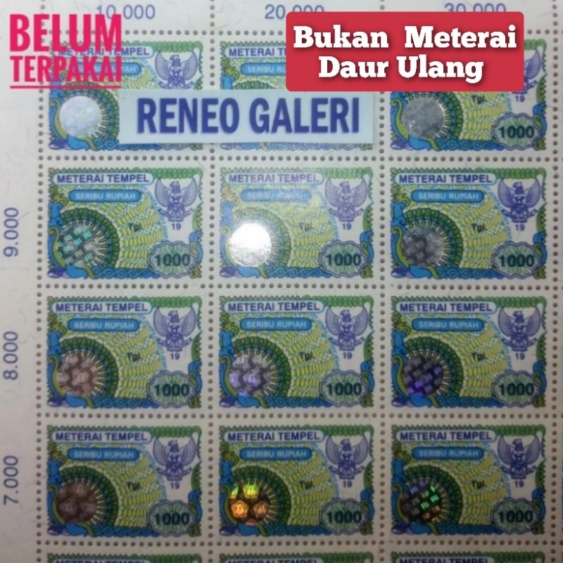 

1 Biji Materai ORIGINAL 1000 Rupiah tahun 1995 1996 1997 1998 1999 matrai meterai Tempel lama kuno Asli Rp 1.000
