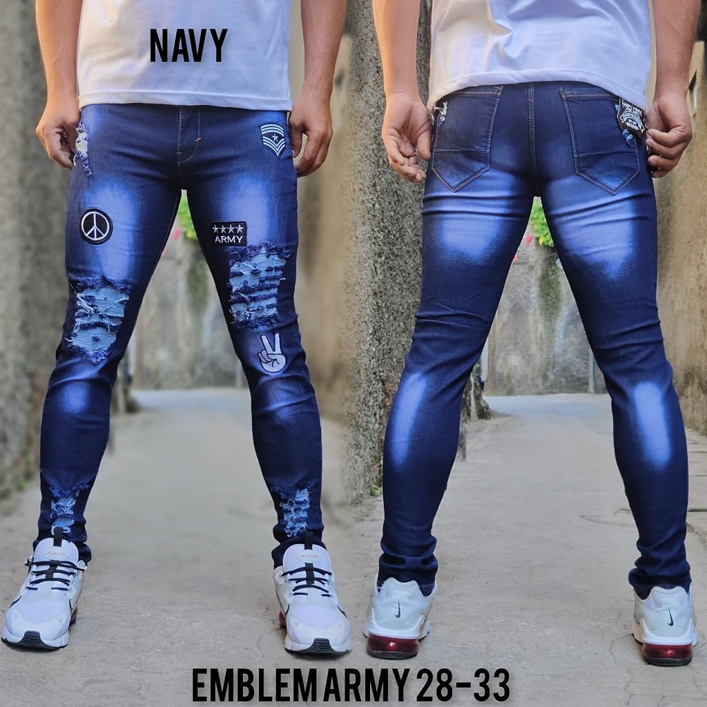 Terlaris Celana Pria Jeans Bikers Sobek Ripped Puring Softjeans /   CELANA JEANS SOBEK RIPPED PRIA/C