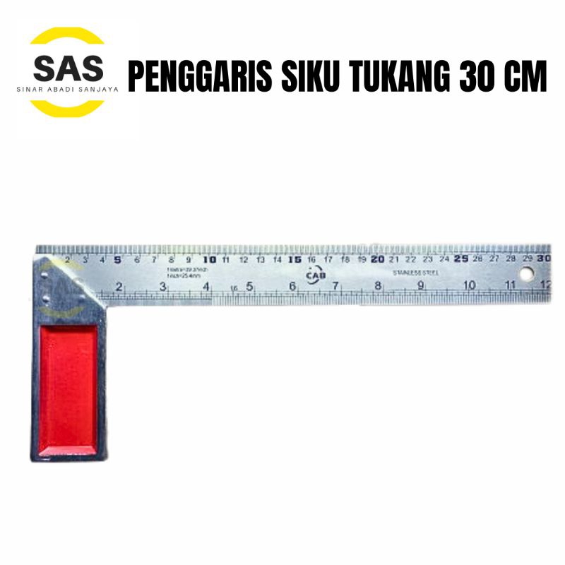 

[SAS] Penggaris Siku Tukang 30 Cm Stainless Pasekon Pengaris Try Square