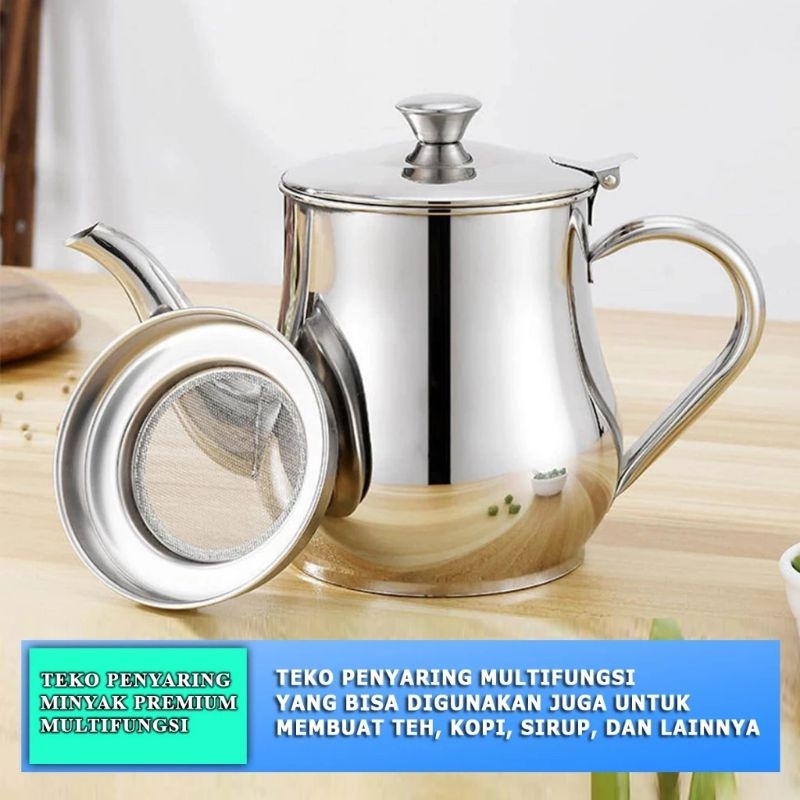 TEKO MINYAK/ TEH  /SARINGAN TEMPAT MINYAK 700 ml OIL POT