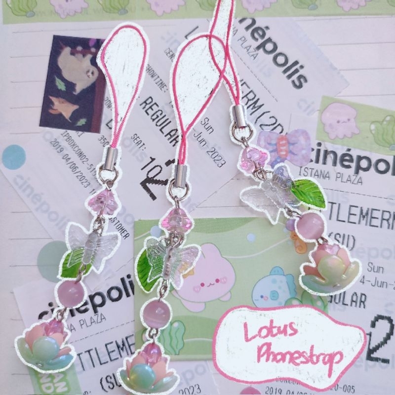 beaded lotus phone strap trinkets phone charm gantungan hp juminocore heisei retro