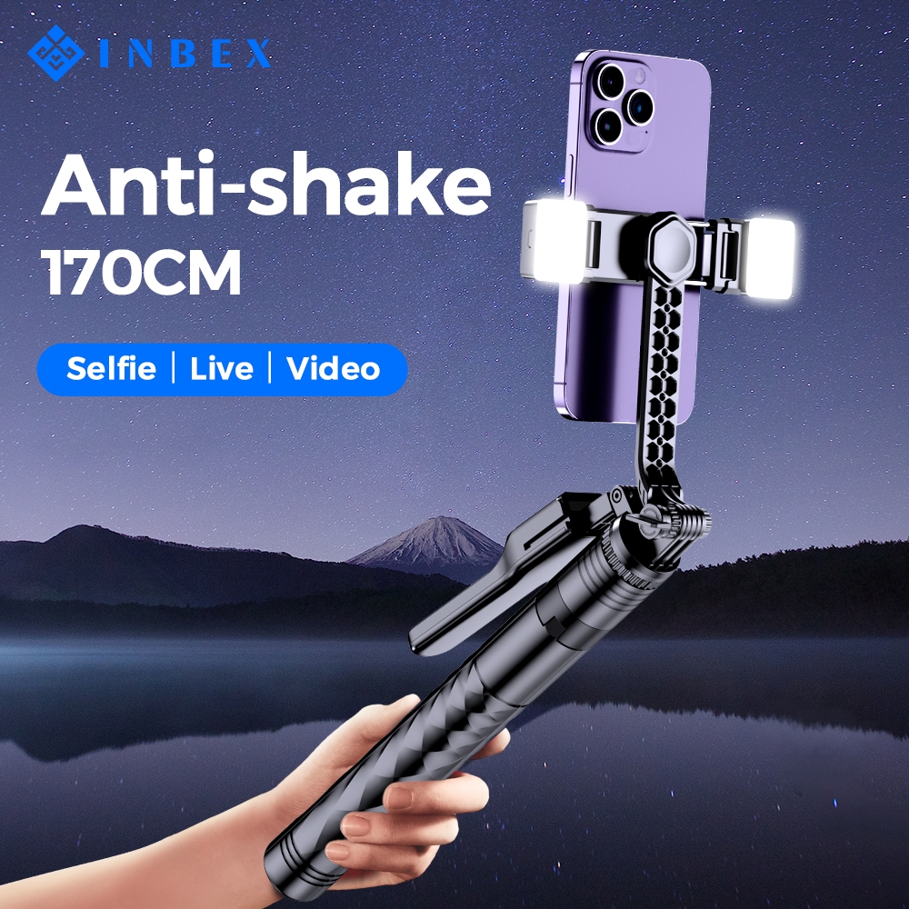 INBEX Tongsis Tripod Bluetooth Remote Self Stick With Video Light Tripod HP Kamera