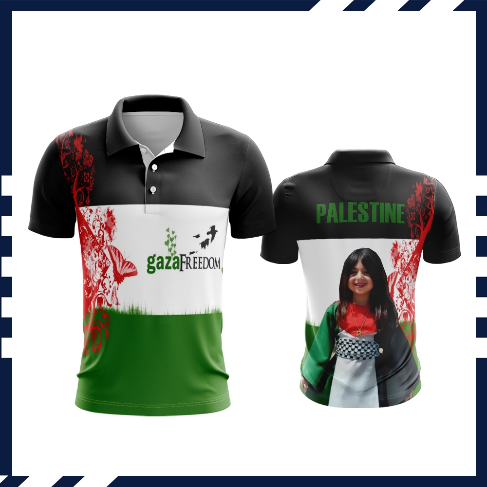 Jual Kaos Dewasa Polo Wangki SAVE PALESTINE Desain Prinitng